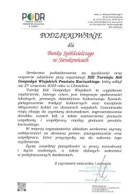 Podziękowanie - turniej KGW